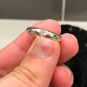 Solid 14K White Gold Diamond Ring